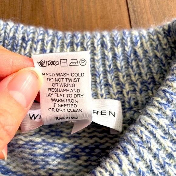 White + Warren Cashmere Wide Rib Trim Crewneck Charteruse blue NWT - Picture 4 of 7